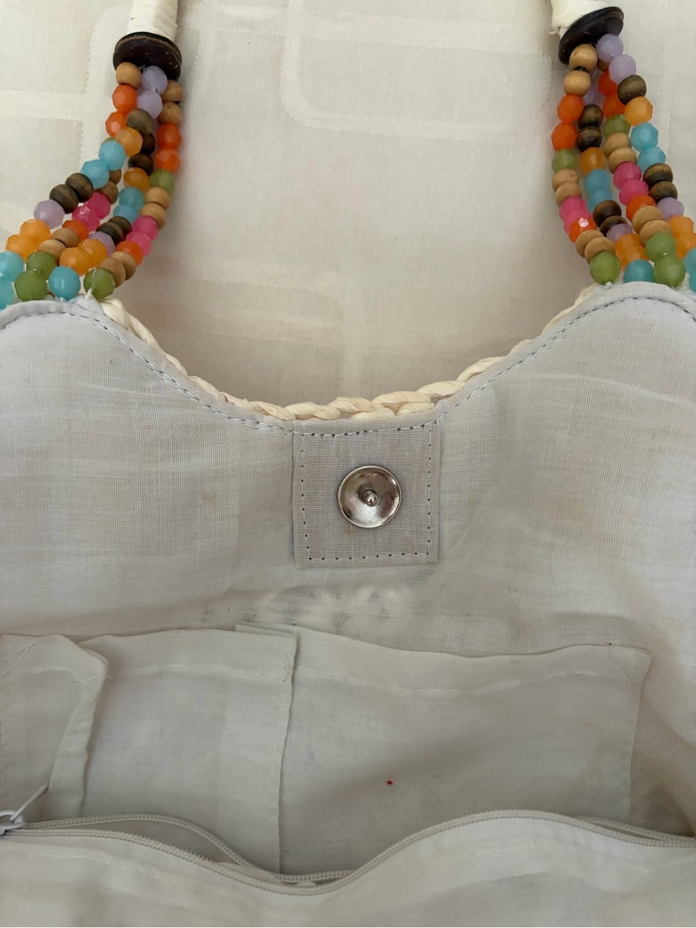 Vintage Cream Cappelli
Straworld, Inc. Crochet Tote with Colourful Beaded Handle - Picture 11 of 11
